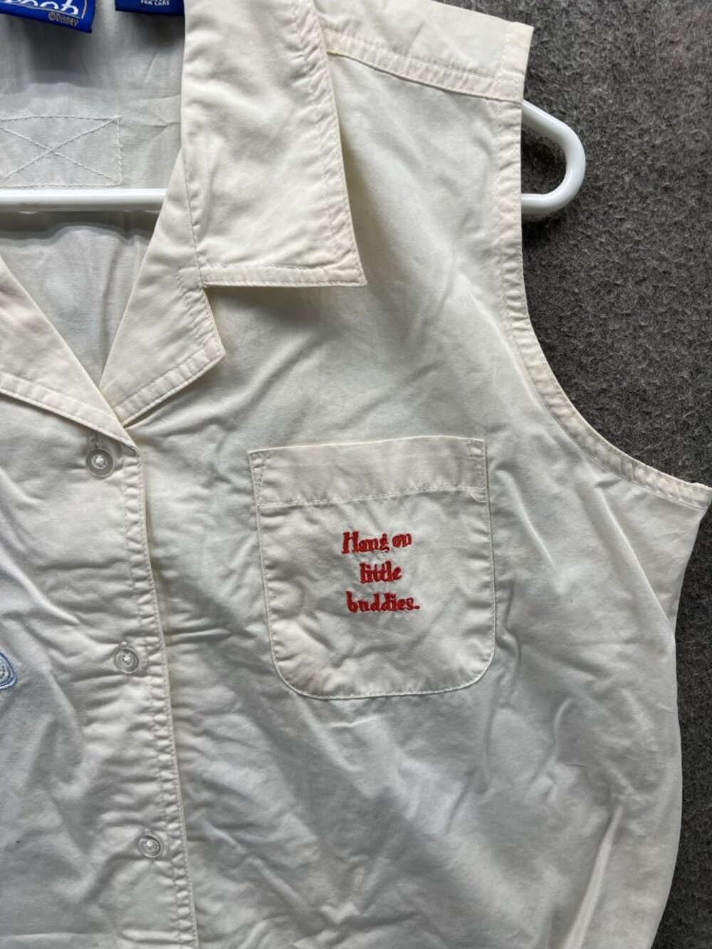 Winnie The Pooh Shirt Women XL White Collared Sleeveless Button Up Tigger VTG 90 - Picture 7 of 11
